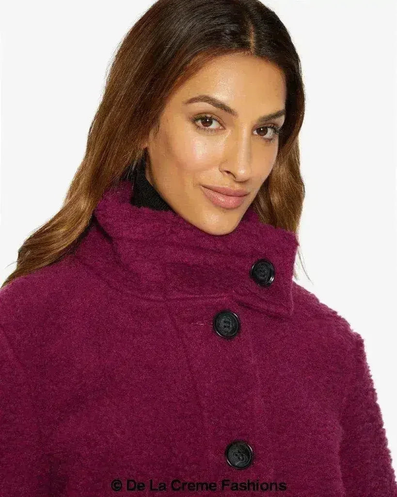 Julie High Neck Borg Teddy Coat - Femstylo
