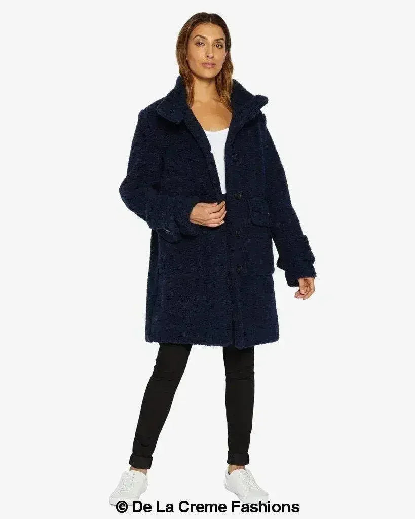 Julie High Neck Borg Teddy Coat - Femstylo