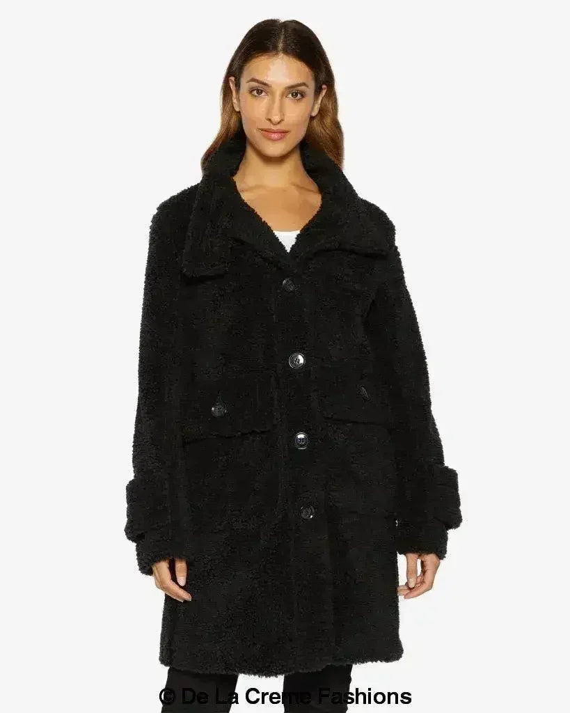 Julie High Neck Borg Teddy Coat - Femstylo