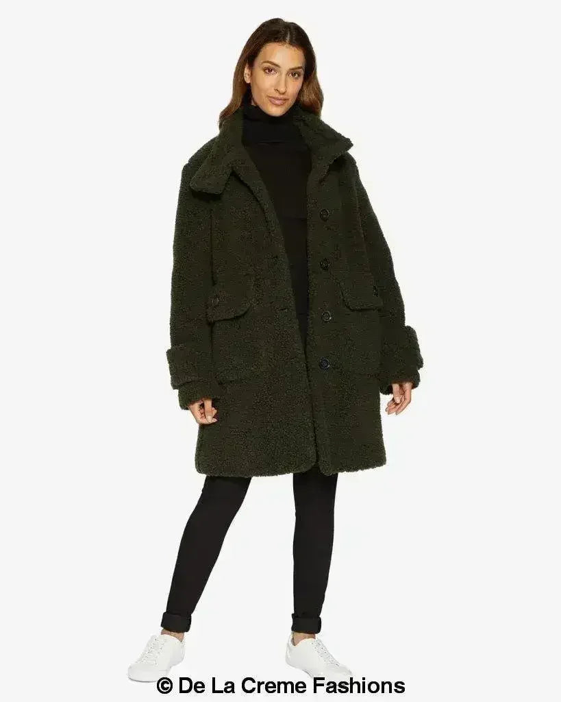 Julie High Neck Borg Teddy Coat - Femstylo