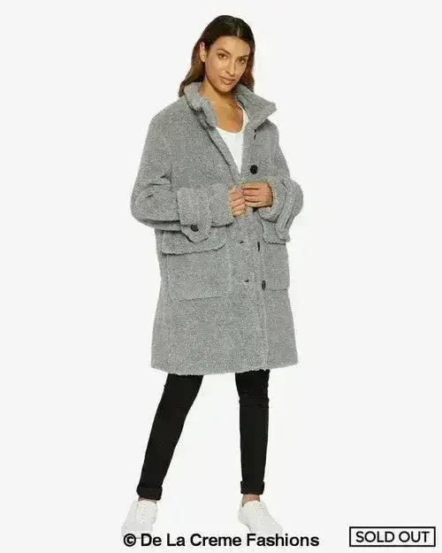 Julie High Neck Borg Teddy Coat - Femstylo