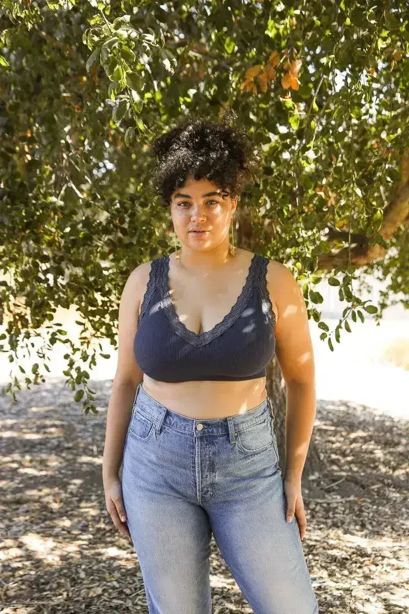 Lace Trim Padded Bralette - Comfortable Everyday Bra | Femstylo - Femstylo