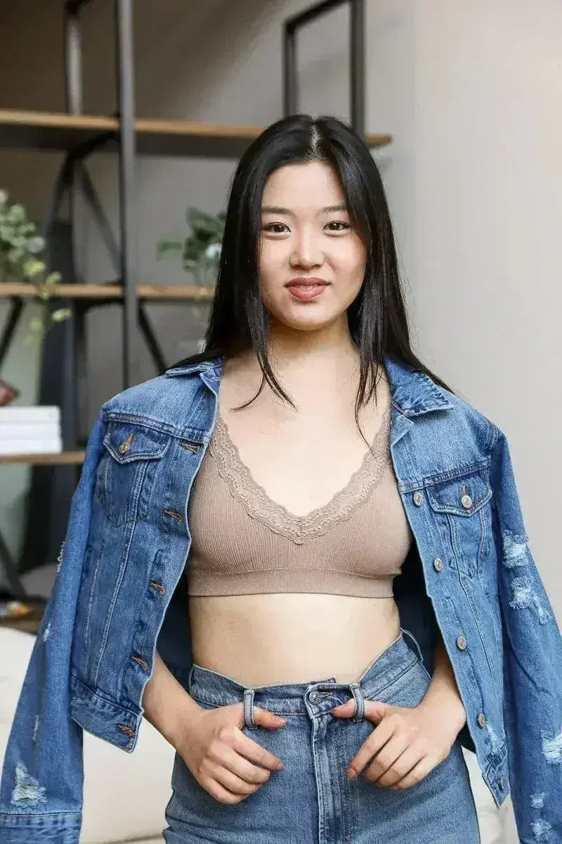 Lace Trim Padded Bralette - Comfortable Everyday Bra | Femstylo - Femstylo