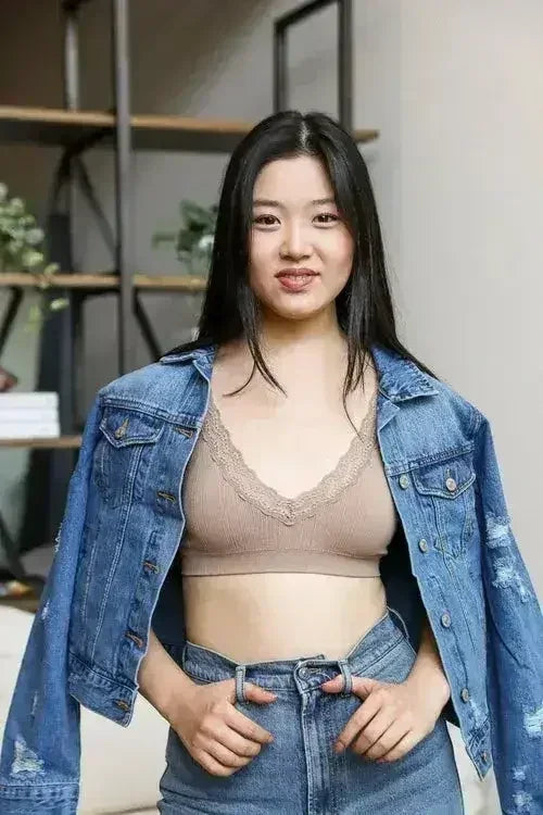 Lace Trim Padded Bralette - Comfortable Everyday Bra | Femstylo - Femstylo