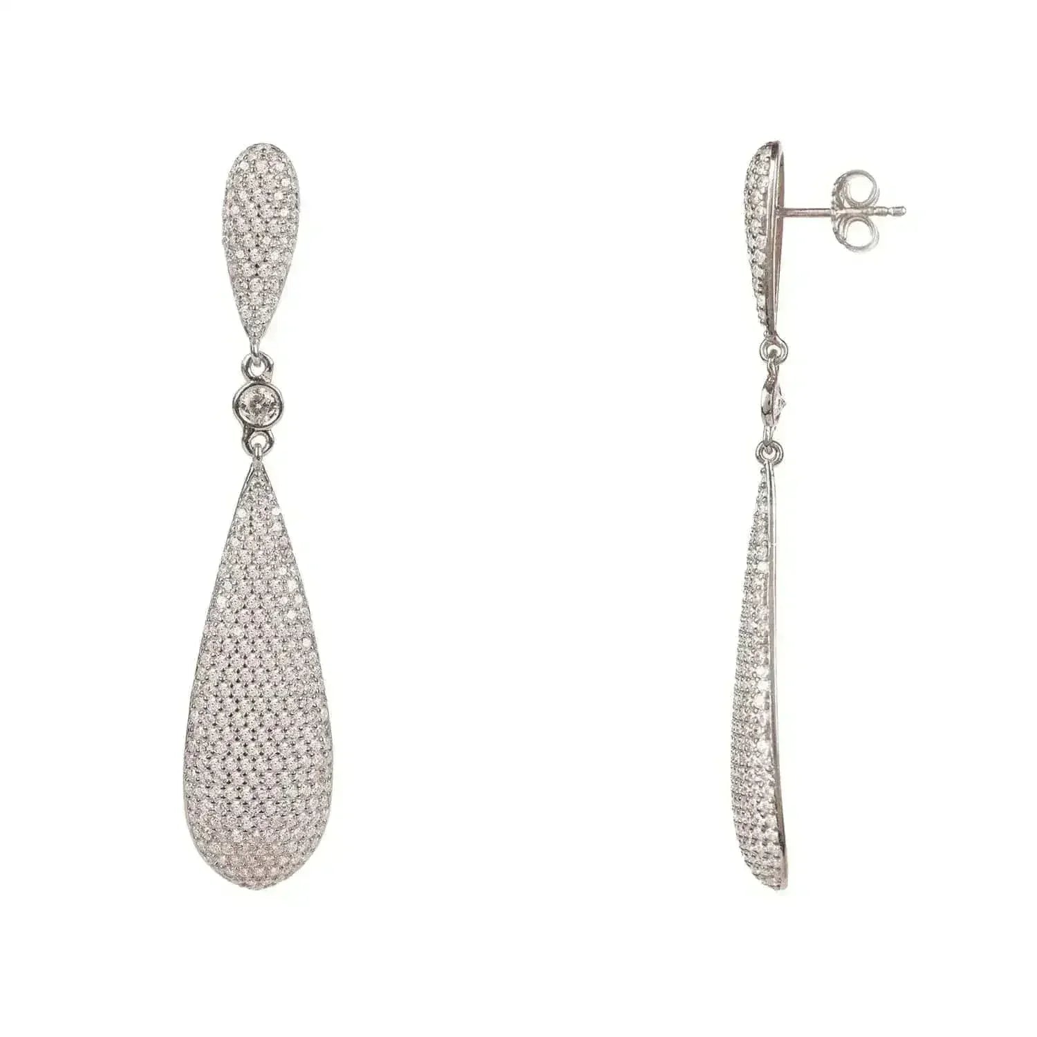 Latelita Long Drop Earrings Silver - Femstylo