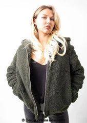 Lauren Zip Up Hooded Borg Teddy Jacket - Femstylo