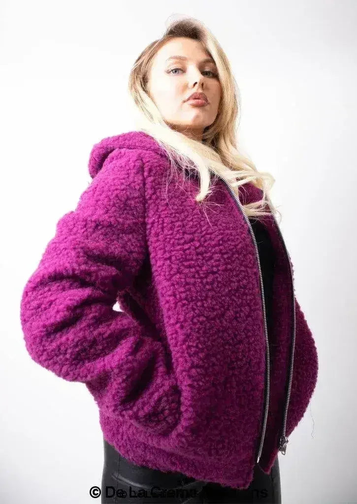 Lauren Zip Up Hooded Borg Teddy Jacket - Femstylo