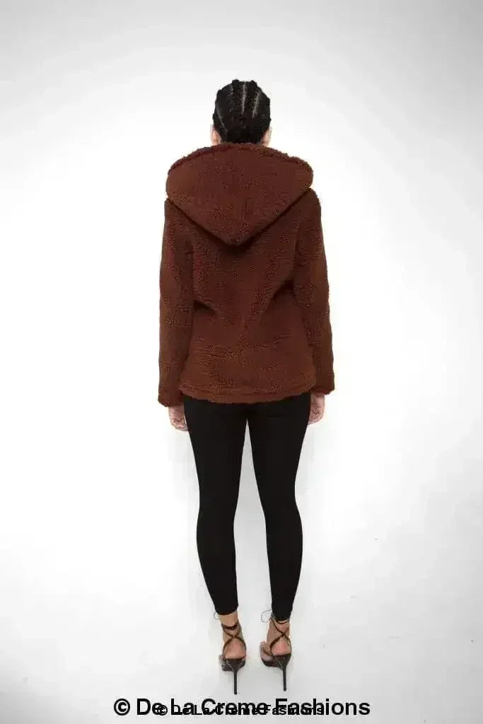 Lauren Zip Up Hooded Borg Teddy Jacket - Femstylo