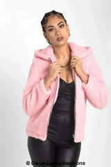 Lauren Zip Up Hooded Borg Teddy Jacket - Femstylo