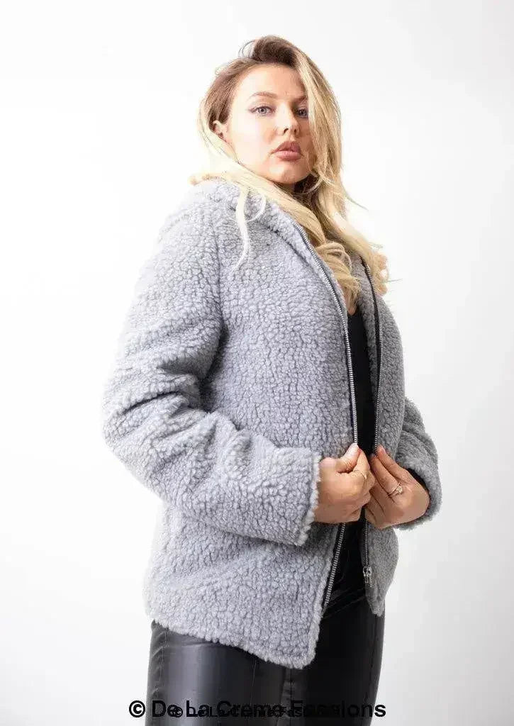 Lauren Zip Up Hooded Borg Teddy Jacket - Femstylo