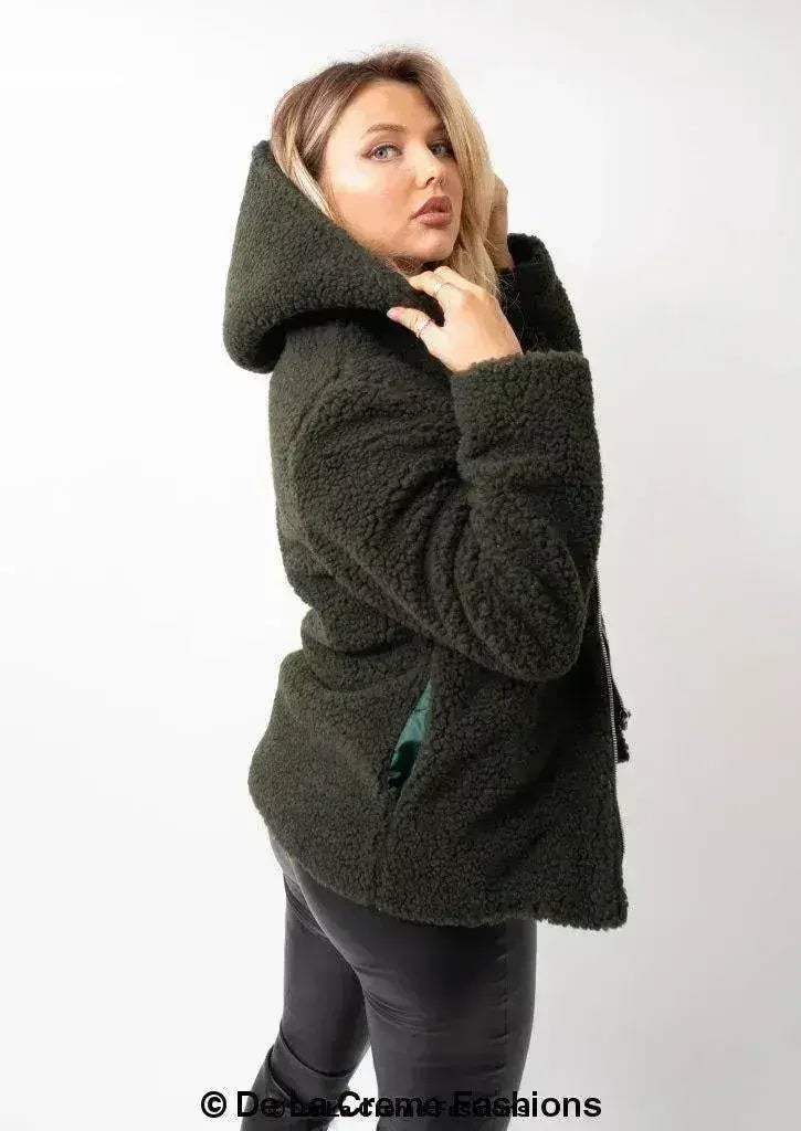 Lauren Zip Up Hooded Borg Teddy Jacket - Femstylo