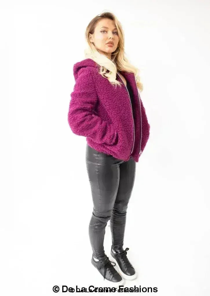 Lauren Zip Up Hooded Borg Teddy Jacket - Femstylo