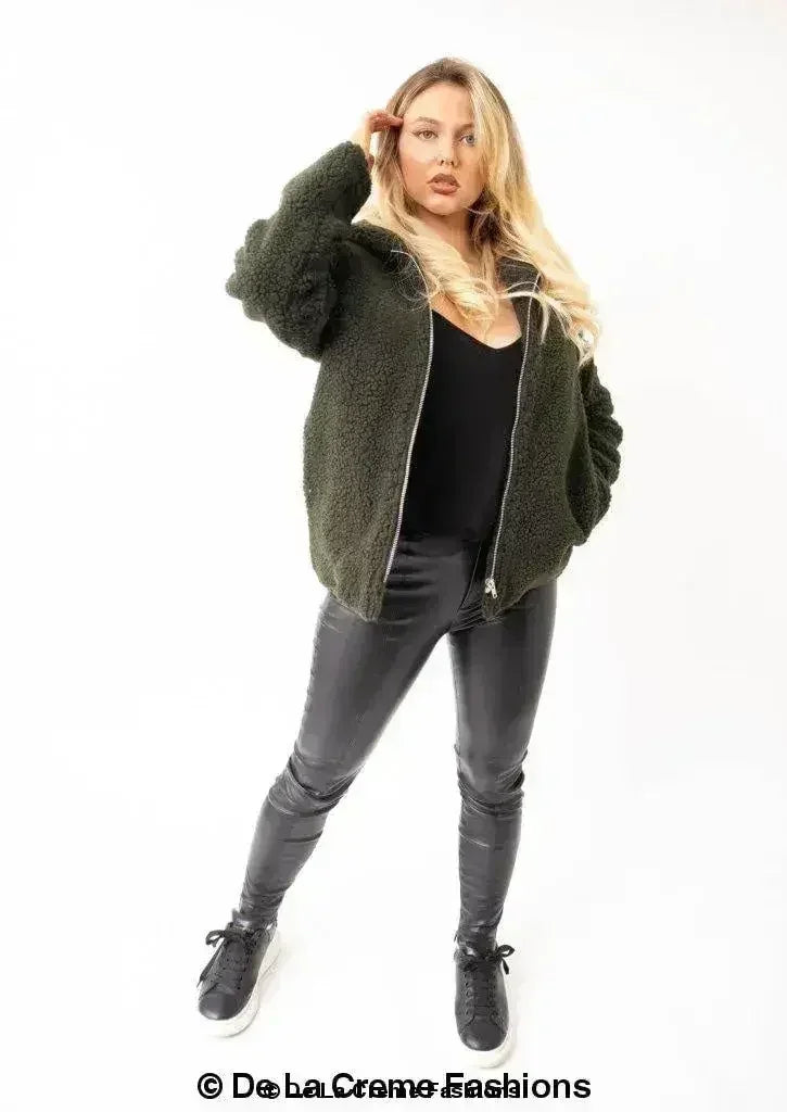 Lauren Zip Up Hooded Borg Teddy Jacket - Femstylo