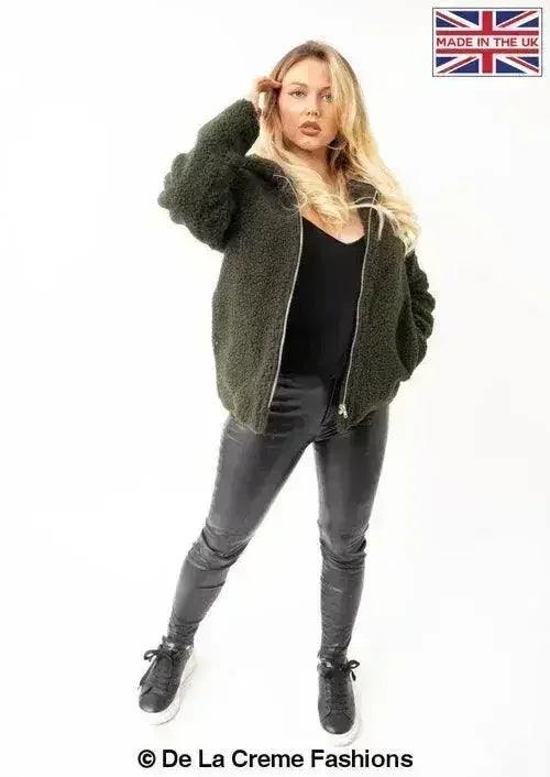 Lauren Zip Up Hooded Borg Teddy Jacket - Femstylo