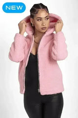 Lauren Zip Up Hooded Borg Teddy Jacket - Femstylo