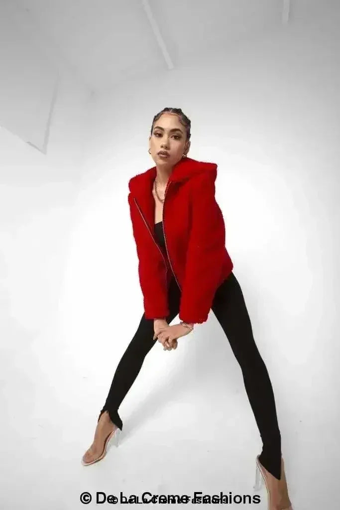 Lauren Zip Up Hooded Borg Teddy Jacket - Femstylo