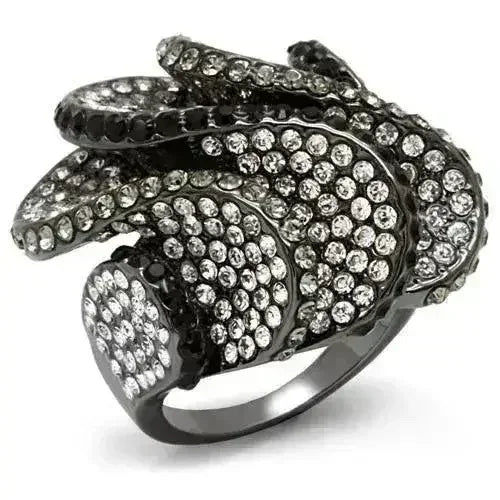 LO1635 - TIN Cobalt Black Brass Ring with Top Grade Crystal in Multi - Femstylo