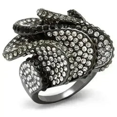 LO1635 - TIN Cobalt Black Brass Ring with Top Grade Crystal in Multi - Femstylo