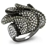 LO1635 - TIN Cobalt Black Brass Ring with Top Grade Crystal in Multi - Femstylo