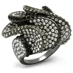 LO1635 - TIN Cobalt Black Brass Ring with Top Grade Crystal in Multi - Femstylo