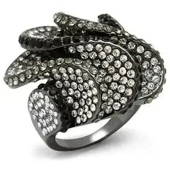 LO1635 - TIN Cobalt Black Brass Ring with Top Grade Crystal in Multi - Femstylo
