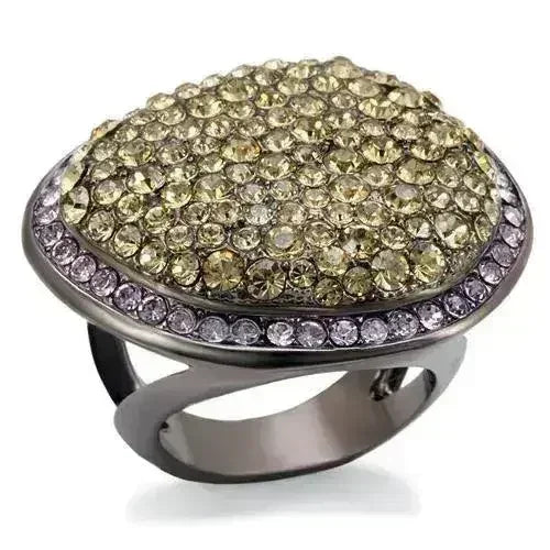 LO1694 - Chocolate Gold Brass Ring with Top Grade Crystal in Multi - Femstylo