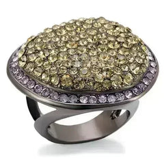 LO1694 - Chocolate Gold Brass Ring with Top Grade Crystal in Multi - Femstylo