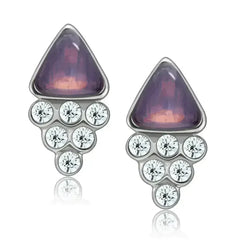 Rhodium Crystal Earrings – Elegant White Metal – Femstylo - Femstylo