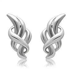LO1991 - Rhodium White Metal Earrings with No Stone - Femstylo