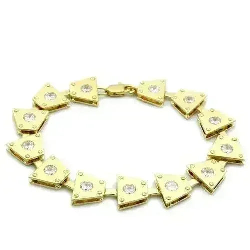 LO2002 - Matte Gold & Gold Brass Bracelet with AAA Grade CZ in Clear - Femstylo