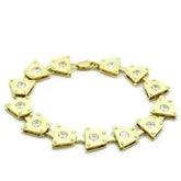 LO2002 - Matte Gold & Gold Brass Bracelet with AAA Grade CZ in Clear - Femstylo