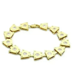 LO2002 - Matte Gold & Gold Brass Bracelet with AAA Grade CZ in Clear - Femstylo