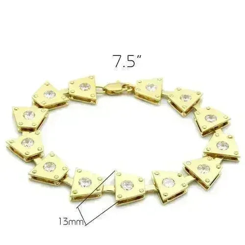 LO2002 - Matte Gold & Gold Brass Bracelet with AAA Grade CZ in Clear - Femstylo