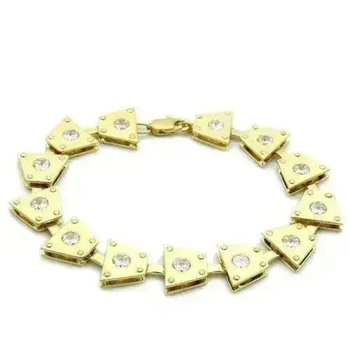 LO2002 - Matte Gold & Gold Brass Bracelet with AAA Grade CZ in Clear - Femstylo