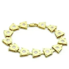 LO2002 - Matte Gold & Gold Brass Bracelet with AAA Grade CZ in Clear - Femstylo