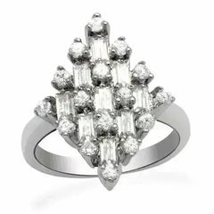 LO2061 - Rhodium Brass Ring with AAA Grade CZ in Clear - Femstylo