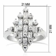 LO2061 - Rhodium Brass Ring with AAA Grade CZ in Clear - Femstylo