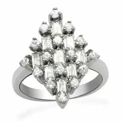 LO2061 - Rhodium Brass Ring with AAA Grade CZ in Clear - Femstylo