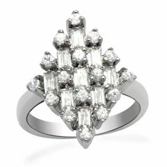 LO2061 - Rhodium Brass Ring with AAA Grade CZ in Clear - Femstylo