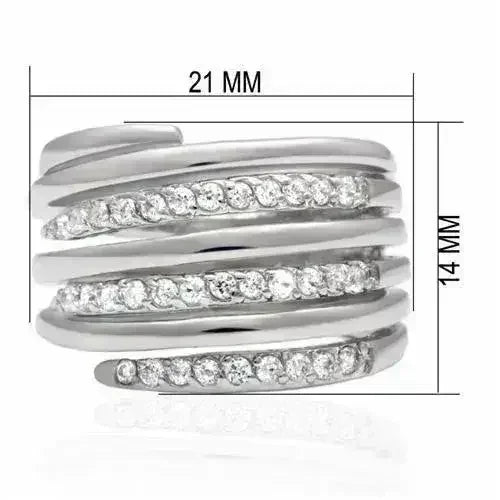 LO2075 - Rhodium Brass Ring with AAA Grade CZ in Clear - Femstylo