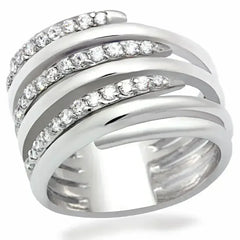 LO2075 - Rhodium Brass Ring with AAA Grade CZ in Clear - Femstylo