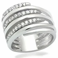 LO2075 - Rhodium Brass Ring with AAA Grade CZ in Clear - Femstylo