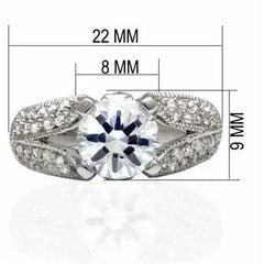 LO2077 - Rhodium Brass Ring with AAA Grade CZ in Clear - Femstylo