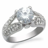 LO2077 - Rhodium Brass Ring with AAA Grade CZ in Clear - Femstylo