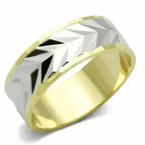 LO2602 - Gold+Rhodium Brass Ring with No Stone - Femstylo
