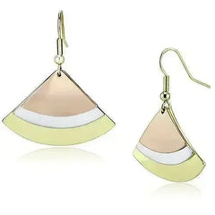 LO2661 Tri-Tone Earrings – Rhodium + Gold + Rose Gold Iron - Femstylo
