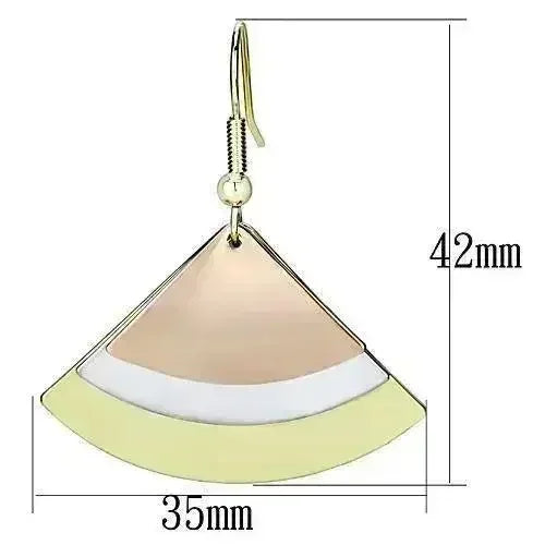 LO2661 Tri-Tone Earrings – Rhodium + Gold + Rose Gold Iron - Femstylo