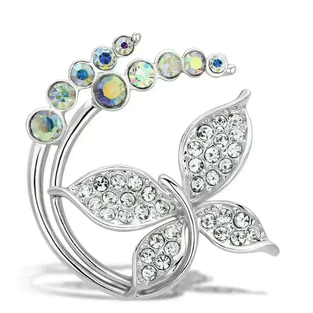LO2861 - Flash Gold White Metal Brooches with Top Grade Crystal in - Femstylo