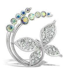 LO2861 - Flash Gold White Metal Brooches with Top Grade Crystal in - Femstylo