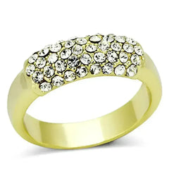 LO3067 - Gold Brass Ring with Top Grade Crystal in Clear - Femstylo